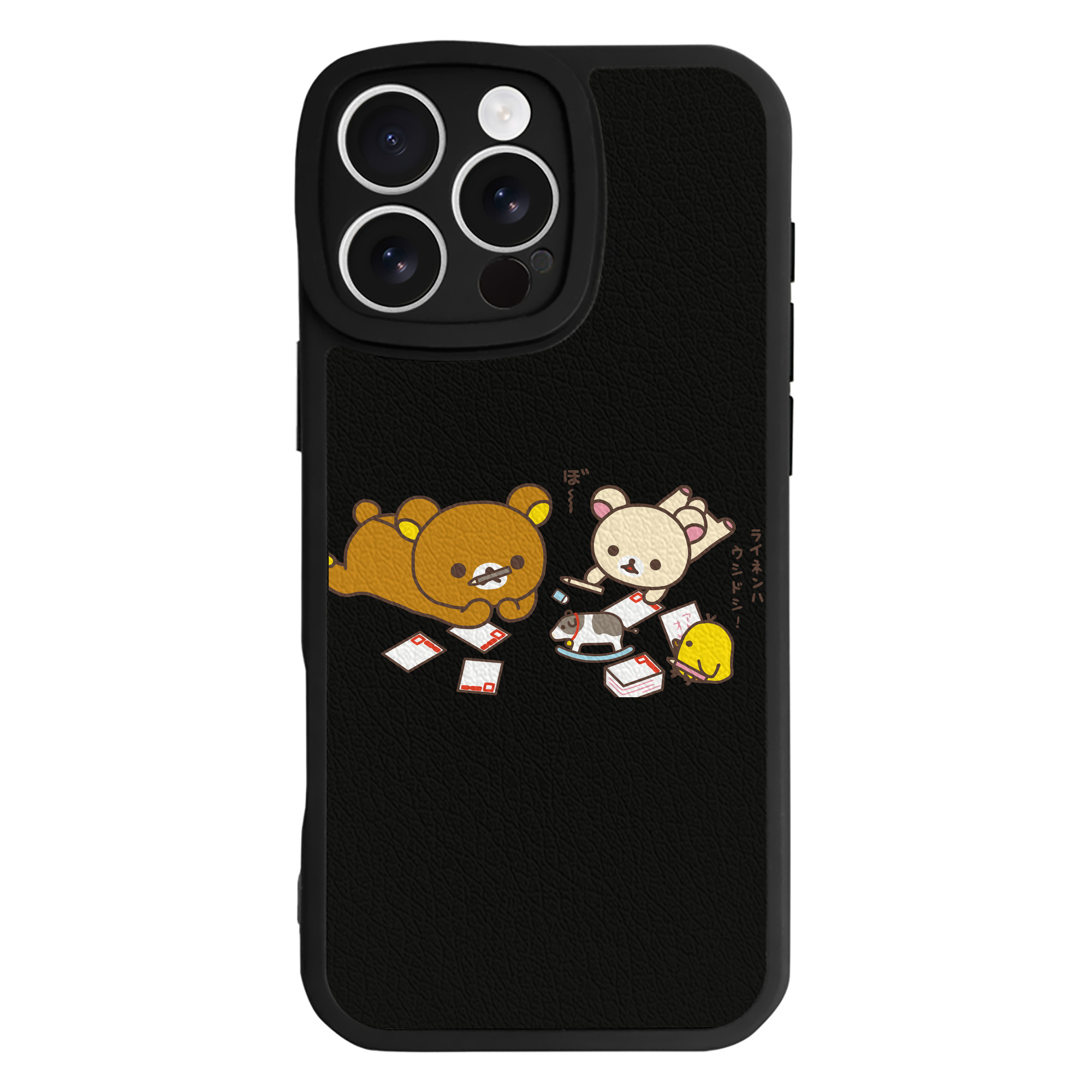 （画像用） リラックマ リラックマ キイロイトリ Rilakkuma Korilakkuma Kiiroitori 【iPhone 16シリーズ対応】シリコンスマホケース（レザー調） 材質：シリコン